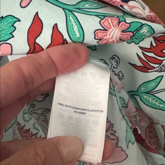 Lands End Floral Print Button Down Supina Cotton blouse Top plus size Womens 26W - Picture 9 of 12